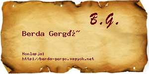Berda Gergő névjegykártya